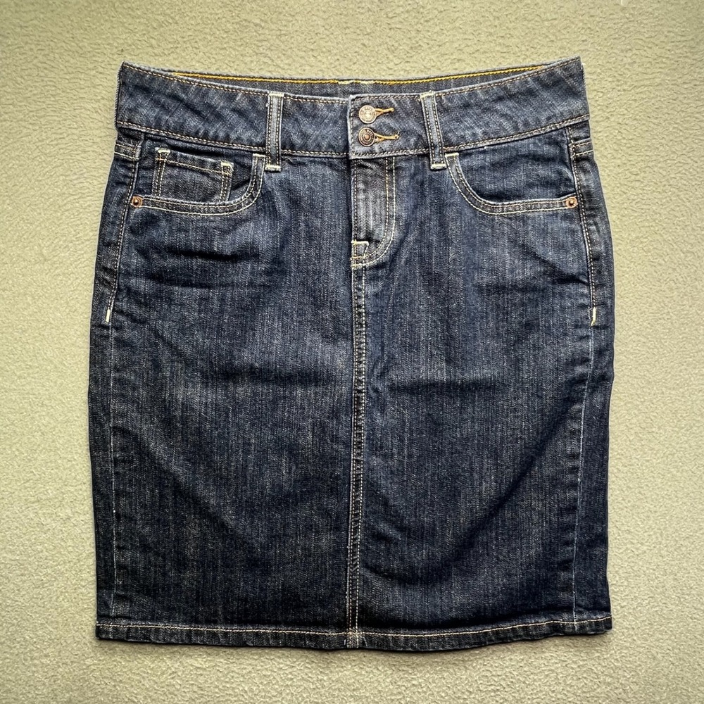 Old Navy Women Denim Skirt‎ Dark Wash Cotton 4 Classic Pencil Casual